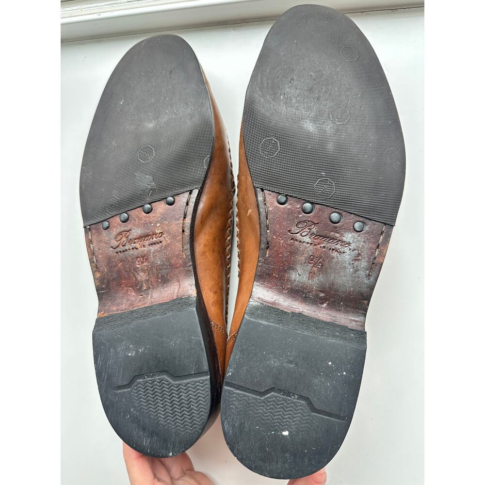 Bragano Italy Woven Leather Loafers Mens 9.5 Brown Vintage - Picture 6 of 10